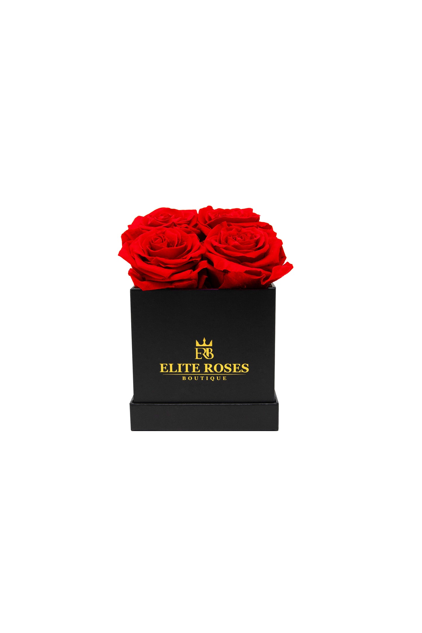 Red roses in a small square box