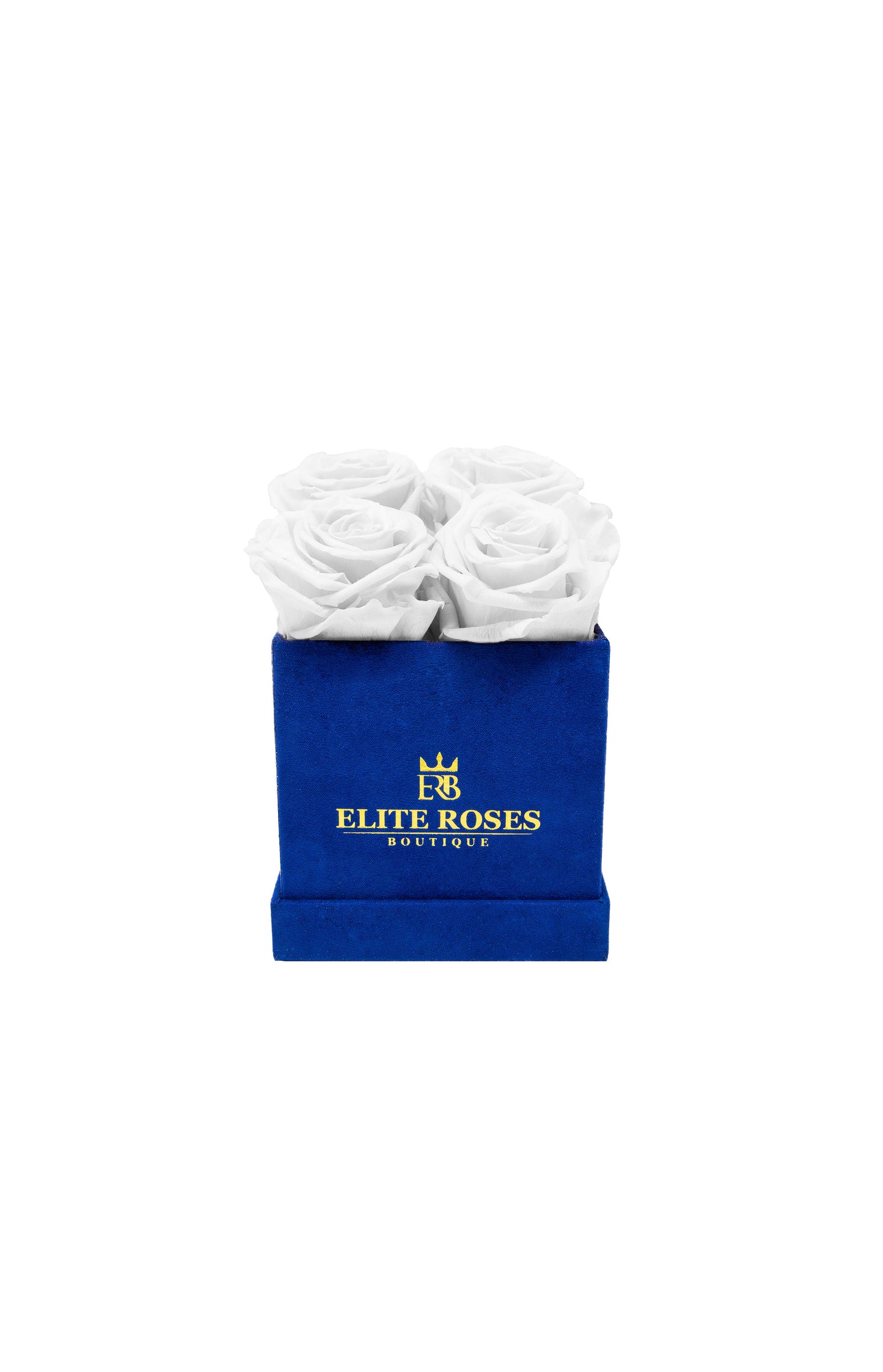 White roses in a small square box