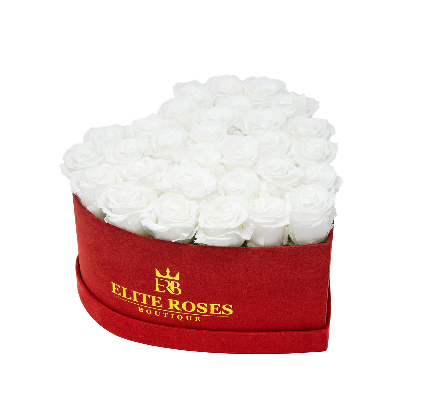 White roses in a medium heart box