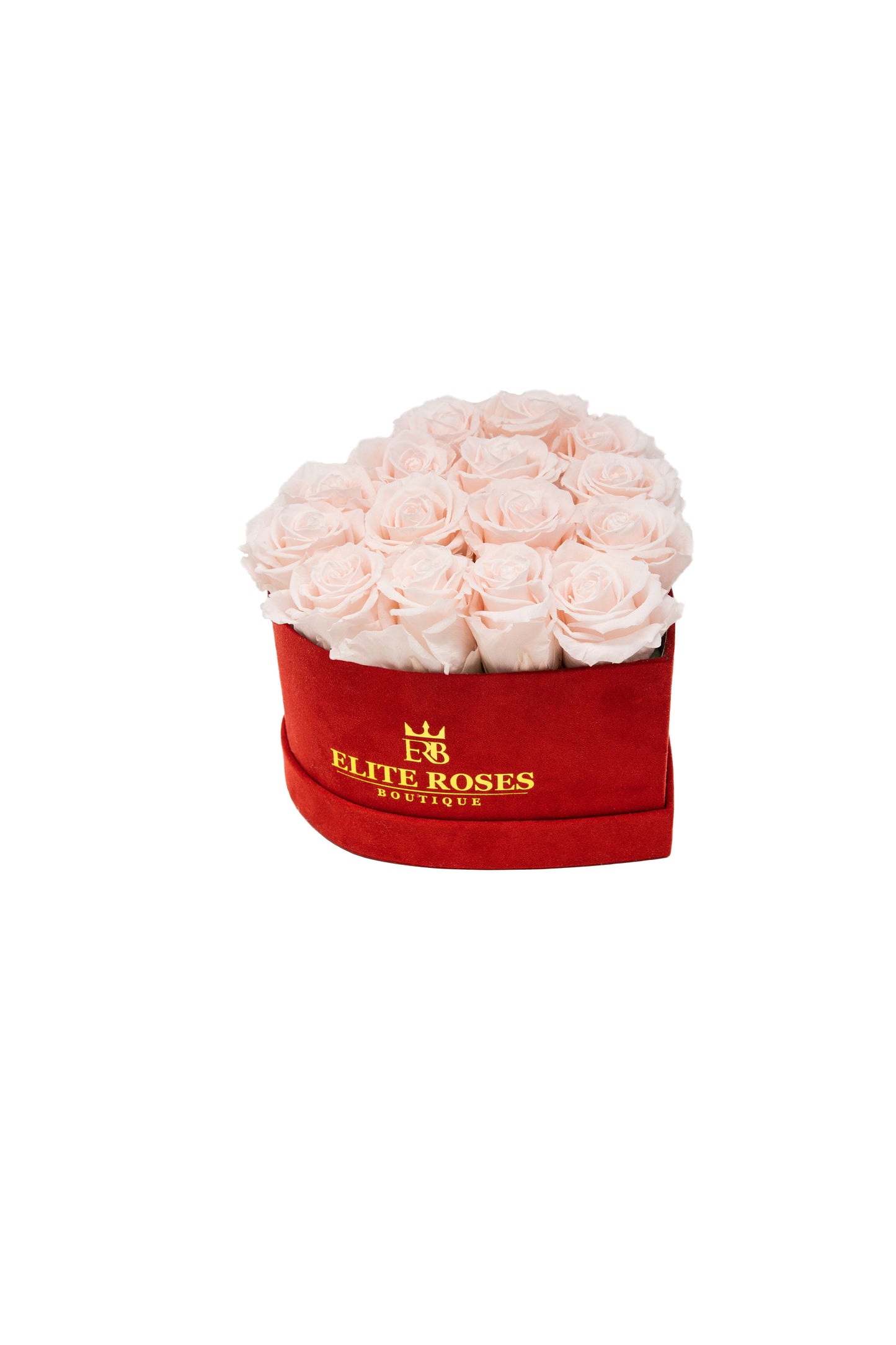 Baby pink roses in a small heart box